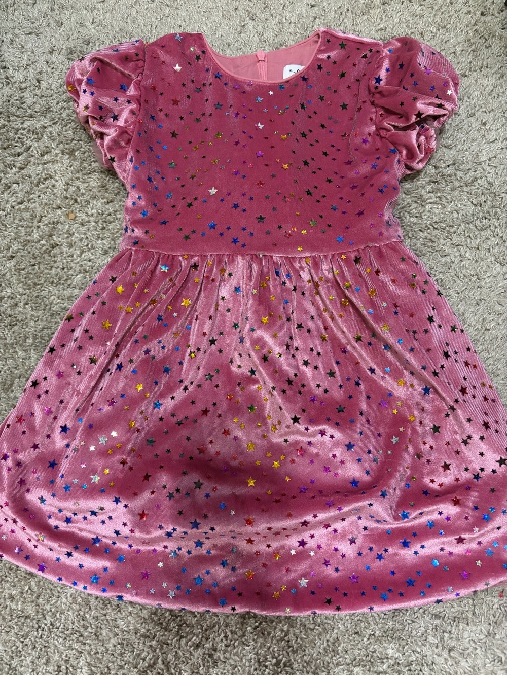 Lola and the Boys Pink Star-Print Velvet Party Dress
